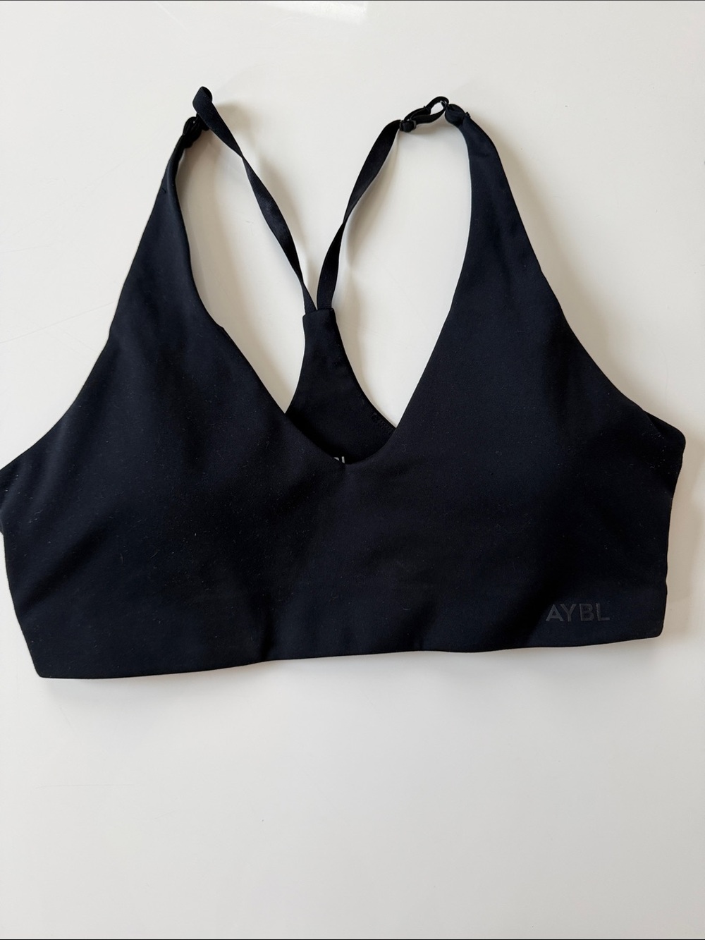 AYBL Black V-Neck Seamless Racerback Sports Bralette